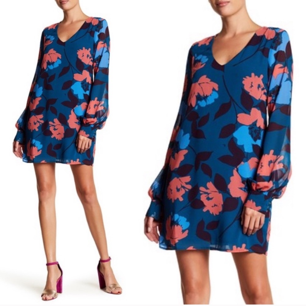 Charles Henry Long Sleeve Floral Dress